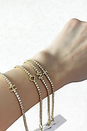 Gold 14K Harf İnce Suyolu Bileklik