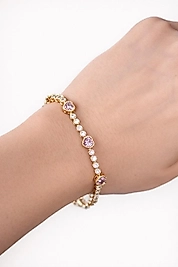 Xuping taşlı pembe kalp detaylı bileklik