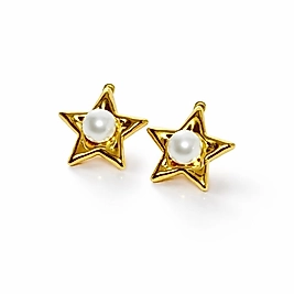 Özel Tasarım İncili Yıldız Küpe