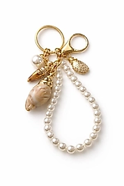 İnci & Deniz Kabuğu Detaylı Gold Anahtarlık