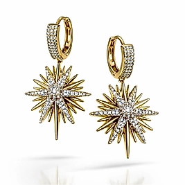 Zirkon Mavi-Beyaz Taşlı Kirpikli Göz Model Çivi Küpe