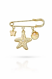 Deniz Yıldızı Figürlü Sallantılı Çengelli Broş