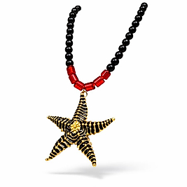 Zara Model Siyah ve Kırmızı Boncuk Büyük Deniz Yıldızlı Kolye