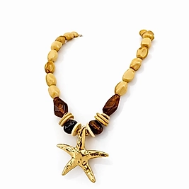 Zara Model Boncuk Detaylı Büyük Deniz Yıldız Kolye