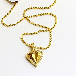 Gold Kalp Kabartmalı Ezme Zincir 30cm Kolye