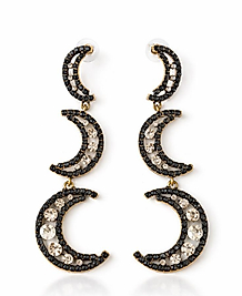 Taşlı Sallantılı Tasarım Çoklu Ay Küpe