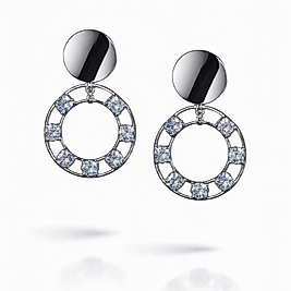 Gümüş Renk Sallantılı Halka Baget Küpe