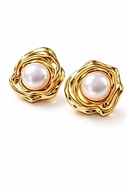 İnci Detaylı Gold Küpe