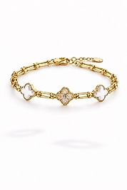 Çiçek Motifli Altın Ton Bileklik