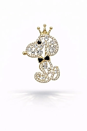 Taşlı Taçlı Köpek Broş ✨