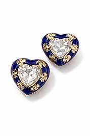 Lacivert Kalp Düğme Broş