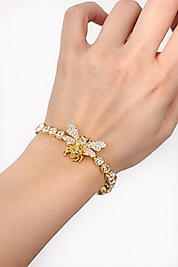 Zarif Arı Figürlü Taşlı Bileklik 🐝✨