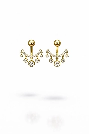 Işıltılı Taş Detaylı Gold Ton Küpe