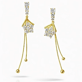 Gold Sallantılı Taşlı Küpe