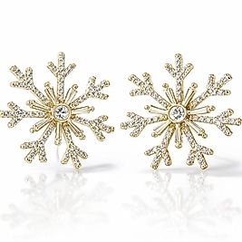 Gold Taşlı Kar Tanesi Küpe