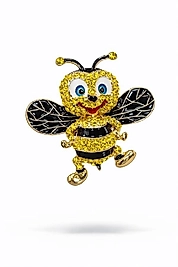 Işıltılı Arı Figürlü Broş