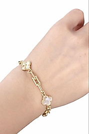 Yonca Figürlü Tiffany Gold Zarif Bileklik