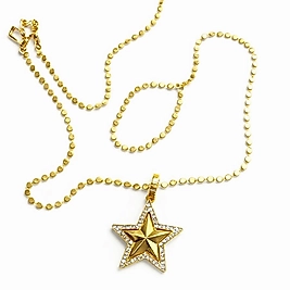 Gold Ezme Zincir Kabartmalı Yıldız Kolye 30cm