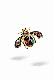 Renkli Kalp Detaylı Arı Broş