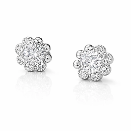 Gümüş Renk Taşlı Çiçek Küpe