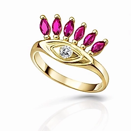 Ayarlananabilir Fuşya Taşlı Kirpik Yüzük