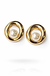 İnci Detaylı Gold Halka Küpe