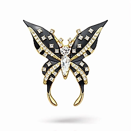 Siyah Taşlı Kelebek Broş