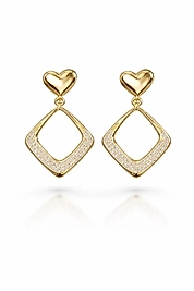 Kalp Detaylı Gold Altın Ton Küpe