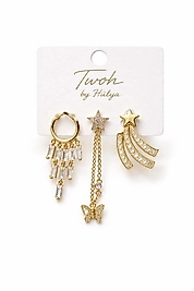 Işıltılı Yıldız & Kelebek Küpe Seti