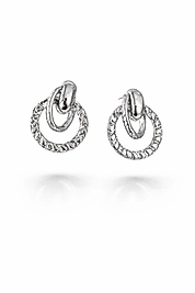 Zincir Detaylı Gümüş Ton Halka Küpe