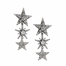 Taşlı Sallantılı Tasarım Çoklu Yıldız Küpe