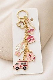 Pembe Sağlık Temalı Anahtarlık