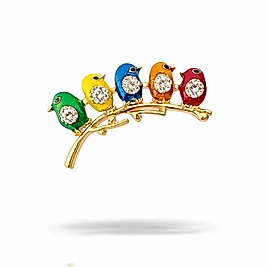 Renkli Kuşlar Broş