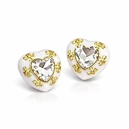 Beyaz Kalp Düğme Broş