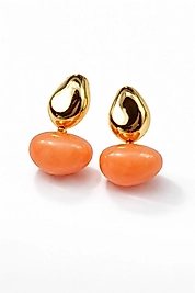 Mercan Dokulu Altın Damla Küpe