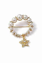 İnci Yıldız Detaylı Broş