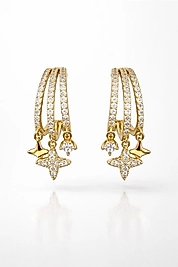 Işıltılı Yıldız Detaylı Zirkon Taşlı Şık Küpe