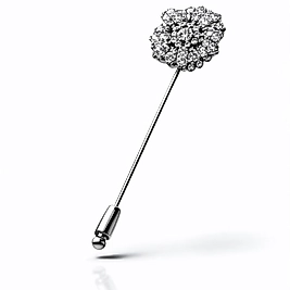 Zirkon Taşlı Çiçek Figür Yaka İğnesi Broş