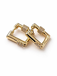 Geometrik Gold Taşlı Küpe