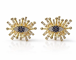 Çift Renk Zirkon Taşlı Göz Küpe