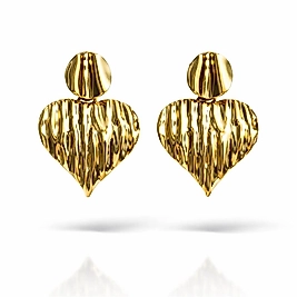 316L Çelik Gold Renk Ezme Kalp Küpe