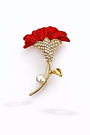 Kırmızı Çiçek Broş